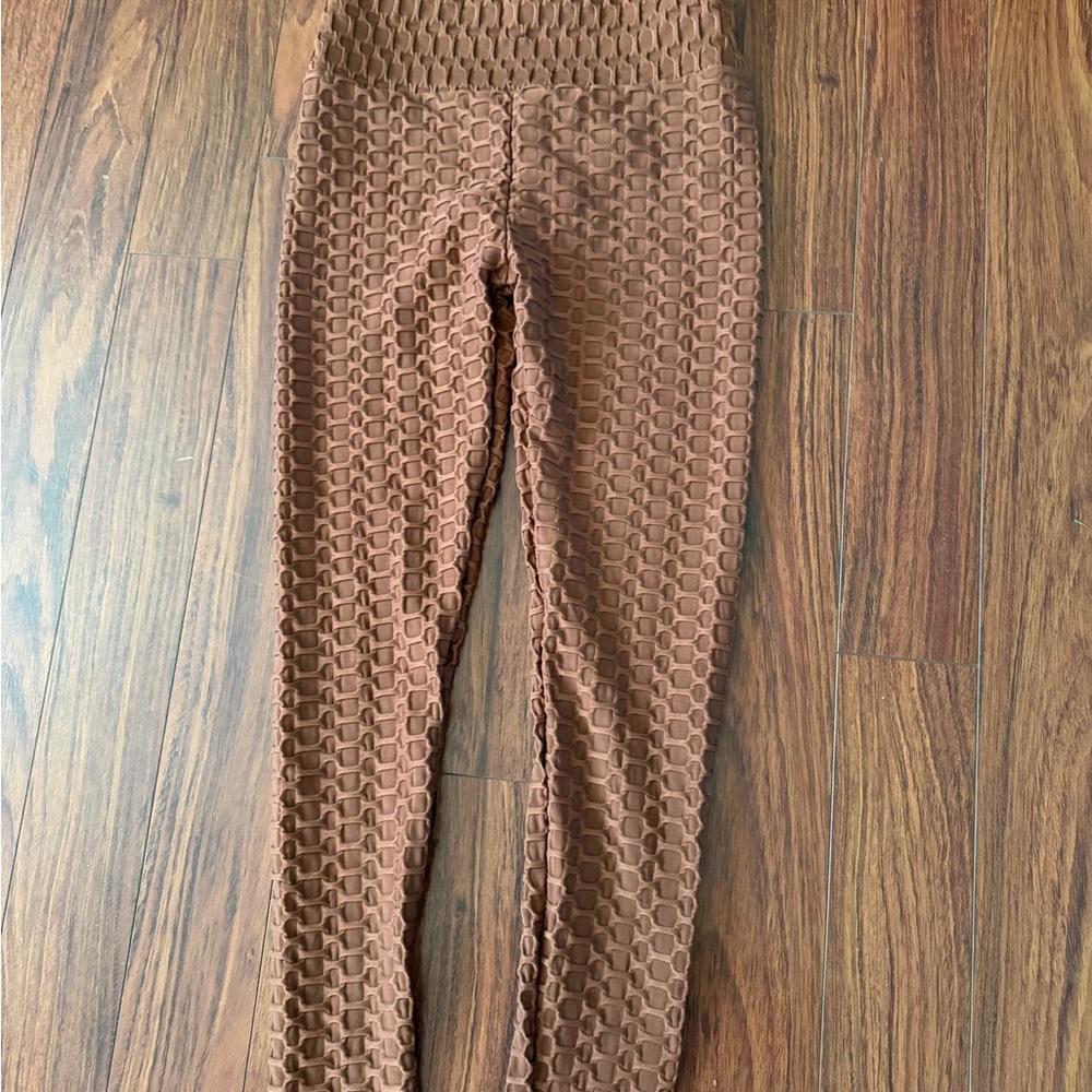 Kids Brown Textured Leggings